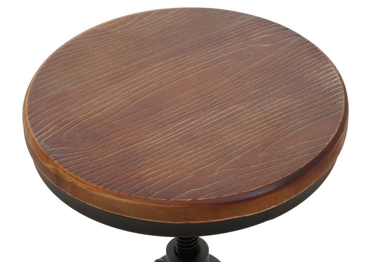 Detailansicht einer Barhocker-Sitzfläche aus Holz