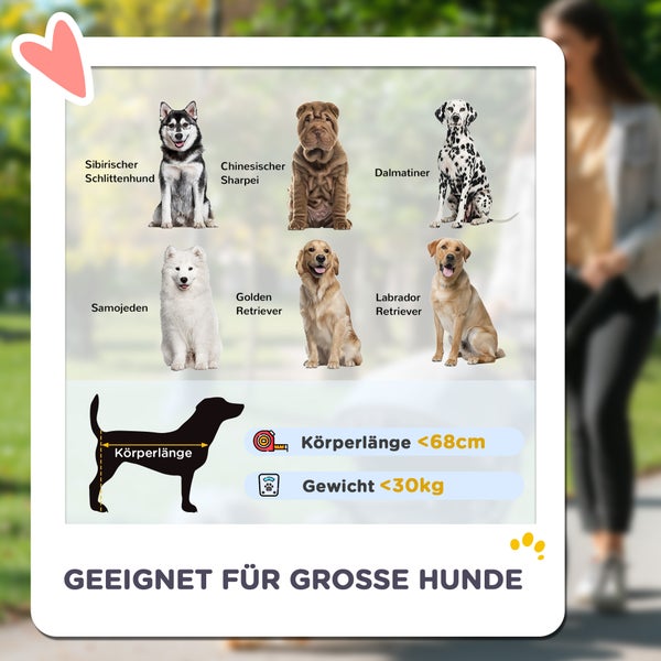 PawHut Hundewagen Hundebuggy klappbar für große Hunde & Katzen bis 30 kg Katzenbuggy mit Kissen Netzfenstern Türen Aufbewahrungstasche Katzenwagen mit Sicherheitsleinen, Bremsen, Buggy Schwarz