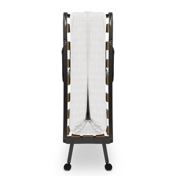 Zusammengeklapptes Gästebett mit Lattenrost und Matratze