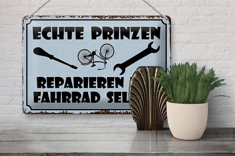 Blechschild Spruch 30x20cm Prinzen reparieren Fahrrad selbst