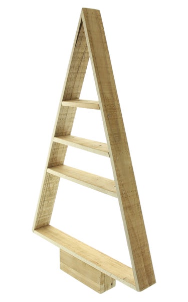 Dreieckiges Regal aus Holz mit vier Ablageflächen