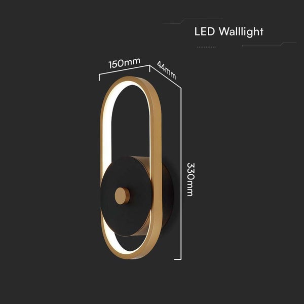 LED-Wandleuchte mit den Maßen 330 mm Höhe, 150 mm Breite und 44 mm Tiefe