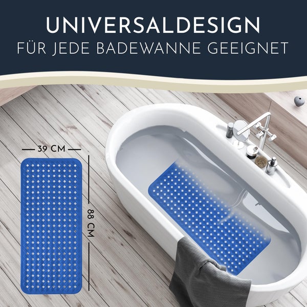 Homerella Badewannenmatte rutschfest Hautsensitiv 88x39cm, INKL. AUFHÄNGUNG | Antirutschmatte Badewanne BPA frei | Duschmatte schimmelresistent & maschinenwaschbar | Badematte rutschfest