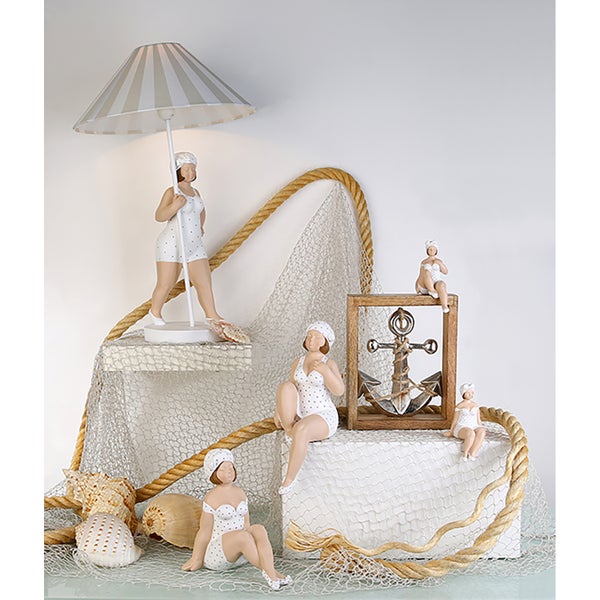Kantensitzerfiguren GILDE 2er Set BECKY Frau weiß Höhe 31cm Kunstharz