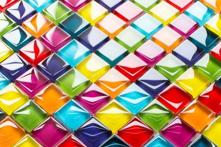 Glasmosaik auf Netz für Bad und Küche 30cm x 30cm  - Rainbow