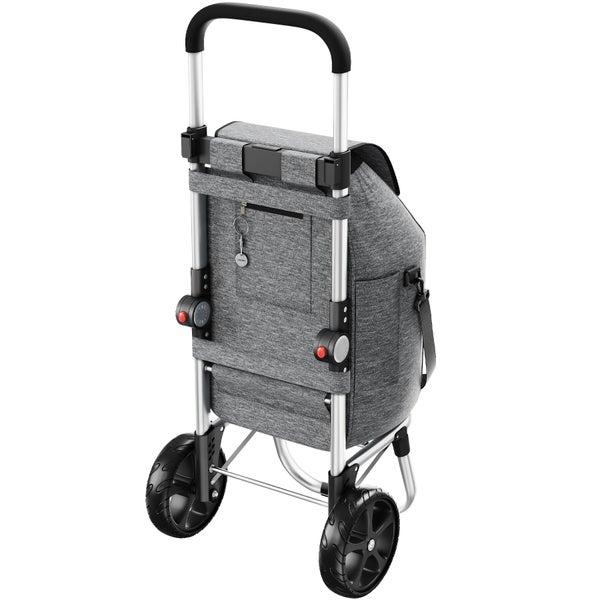 Grauer Einkaufstrolley mit zwei Rädern und Teleskopgriff