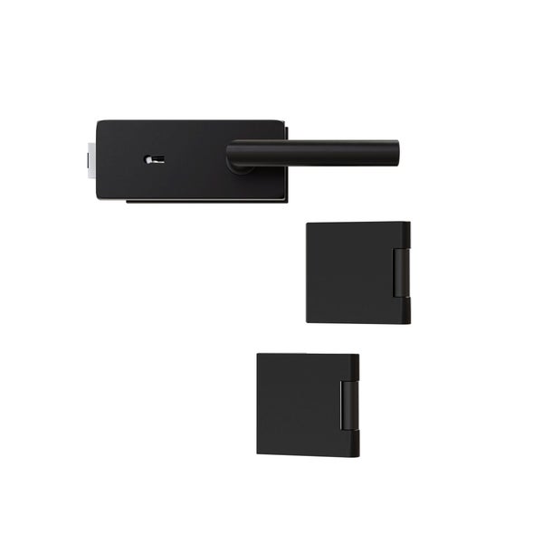 Türbeschlagset mit Türdrücker und zwei Türbändern