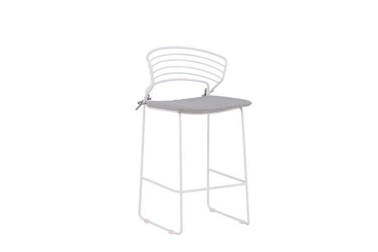 Milano Garten Barhocker inkl. Kissen stapelbar weiß. 4er Set