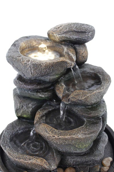 Zimmerbrunnen Tischbrunnen FoCascate graubraun Led 26 cm 10974