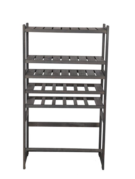 PROREGAL Getränkekisten- & Weinregal SPREEWALD HxBxT 124x70x33cm 12 Flaschen auf 2 Ebenen + 1 Ebene für Kisten + 3 Ablagen Massives Kiefernholz Grau geölt
