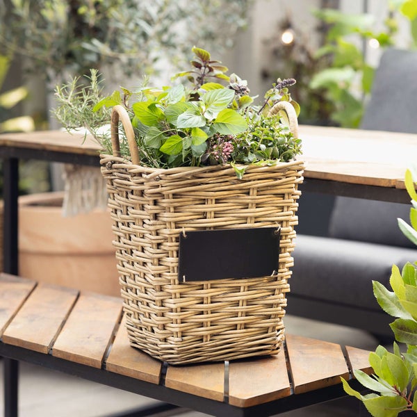 FRANK FLECHTWAREN | Pflanzkorb Weiden-Chic, WEIDE, RATTAN, MDF, FOLIE, 27 x 27 x 30 cm