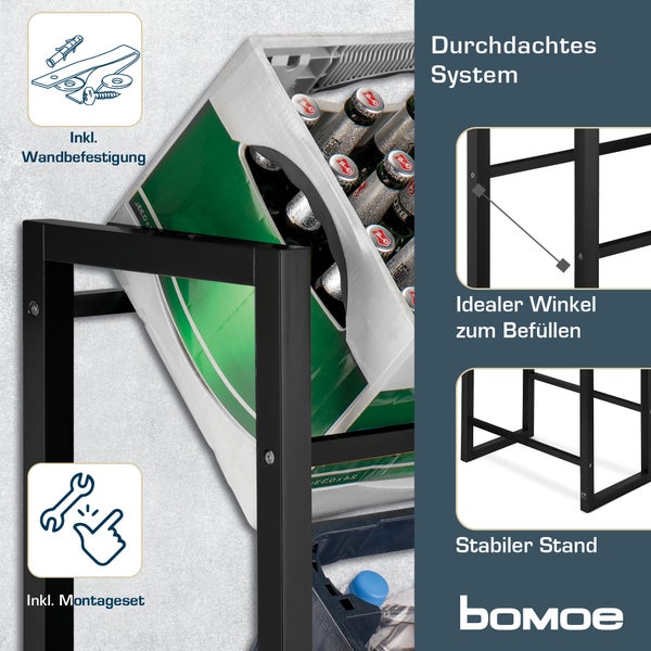 Getränkekistenregal mit Wandbefestigung und Montageset