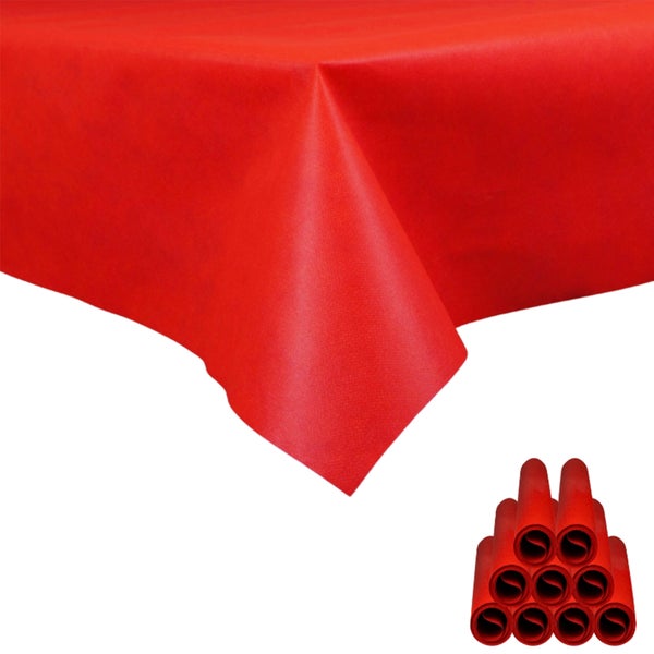 Sensalux Tischdecke, abwaschbar, Vorteilspack, 10 Stück, 1,18m x 2,5m, Rot