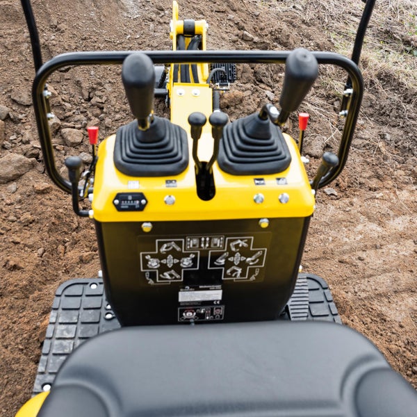BAMATO Minibagger MIB-600 - Kompakter Mini-Bagger mit Zubehörset für Garten und Baustelle