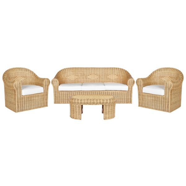 Lounge Set mit Tisch 5-Sitzer LIVADEIA Rattan Naturfarben