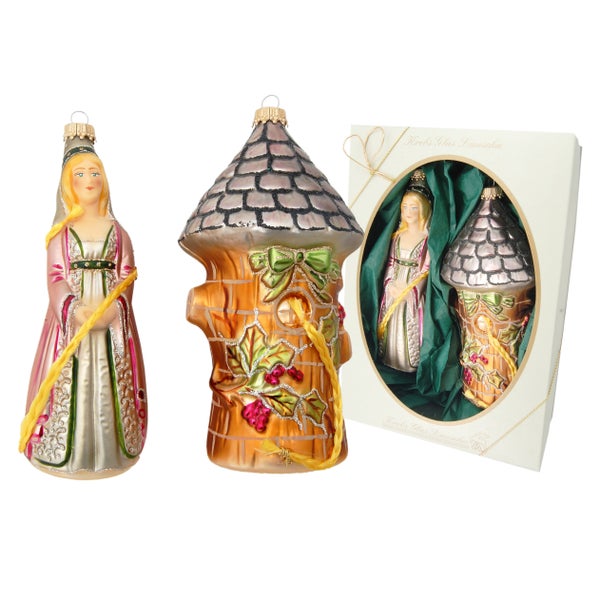 Rapunzel & Turm 14cm , 2 Stck., Weihnachtsbaumkugeln, Christbaumschmuck, Weihnachtsbaumanhänger