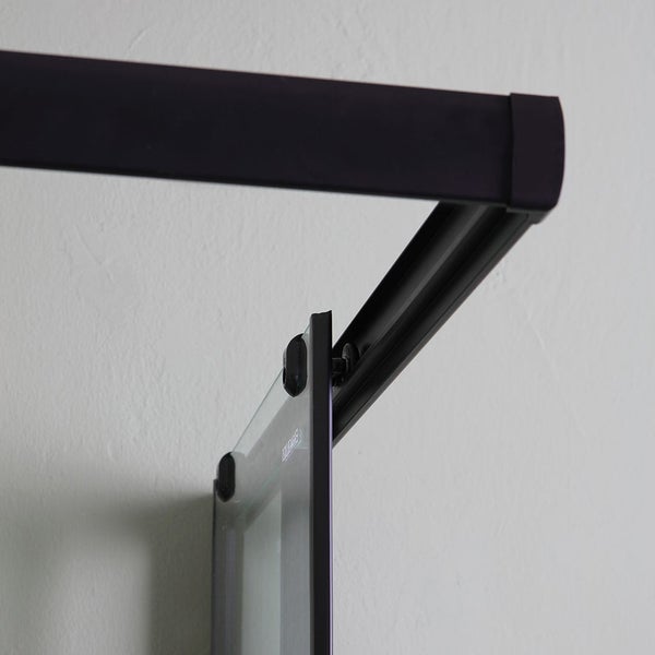 Moderne Duschkabine, 70x90 cm, mattschwarze Profile, Glas mit Querstreifen Dekor | City