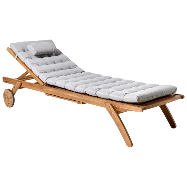 Sonnenliege mit Kissen CESANA PREMIUM Akazienholz Hellgrau