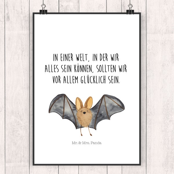 Mr. & Mrs. Panda DIN A3 Poster Fledermaus Flügel - Weiß