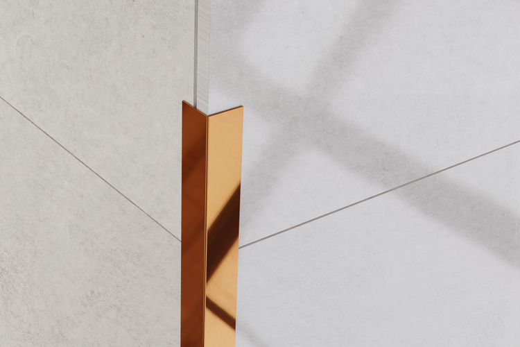 Edelstahl-Winkel-L-Profil 1 cm x 1 cm x 244 cm – poliertes Kupfer
