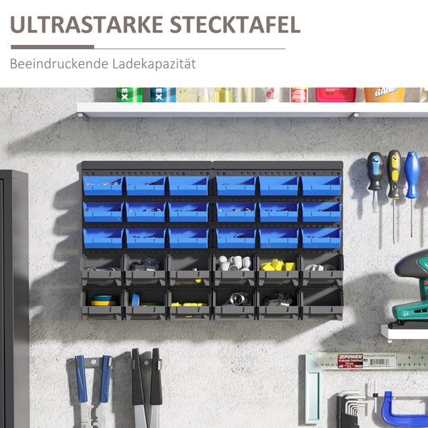 DURHAND, Werkzeuglochwand, Wandregal, 63L x 18B x 37,5H cm, Kunststoff, Blau+Grau
