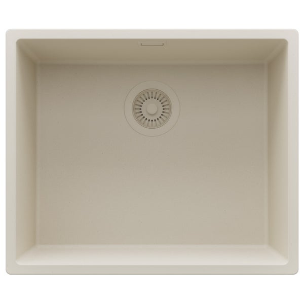 Spülbecken aus Steinmaterial mit Ablaufgarnitur