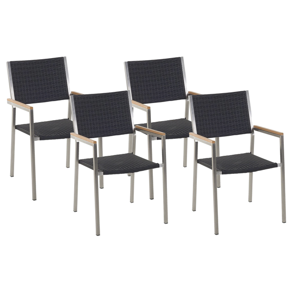 Gartenstuhl 4er Set GROSSETO Polyrattan Schwarz