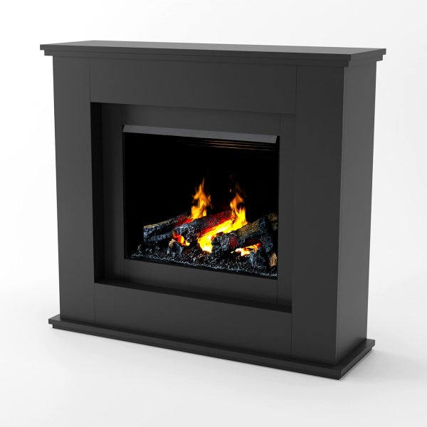 GLOW FIRE Elektrokamin 'Athene Opti Myst' | Wasserdampf Kamin mit Heizung inkl. Holz in schwarz als Standkamin| HxBxT: 118x122x37 cm