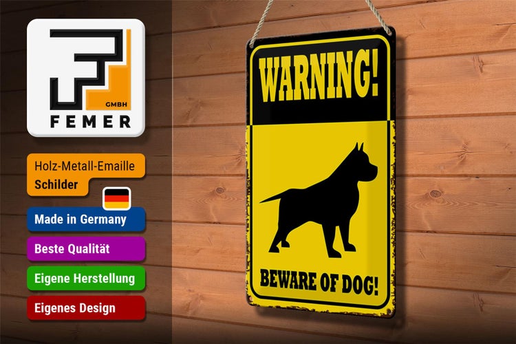 Blechschild Spruch 20x30cm Hund Warning beware of dog