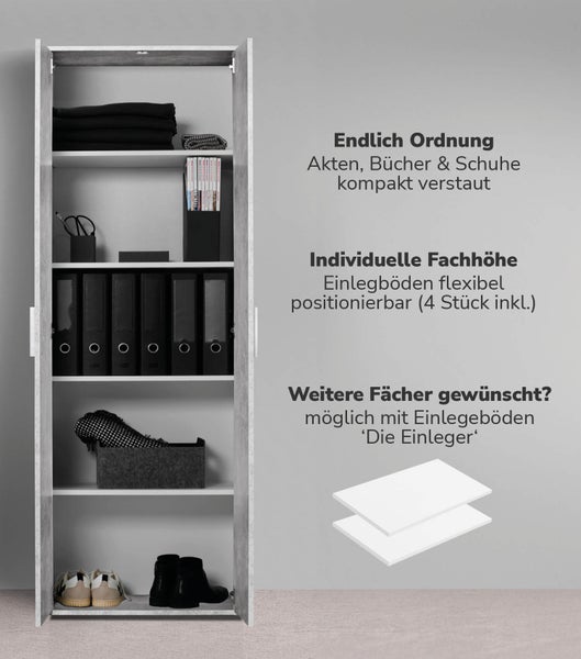 mokebo Schrank in Grau 'Der Lange', Mehrzweckschrank, Allzweckschrank oder Aufbewahrungsschrank
