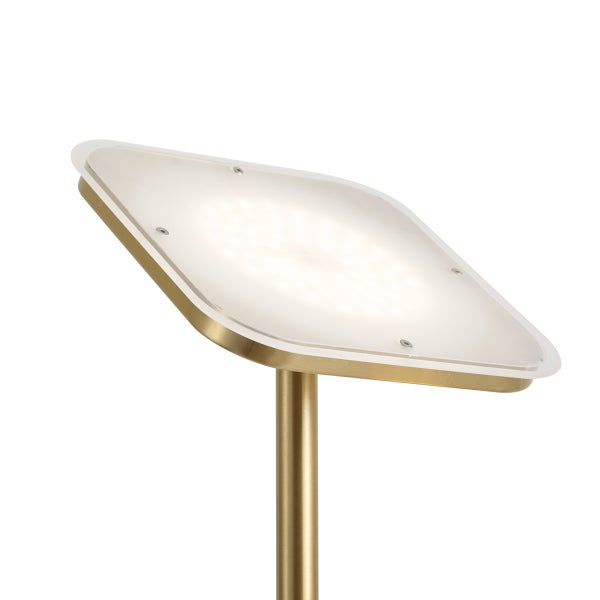LED Stehleuchte mit quadratischem Lampenschirm und metallischem Standfuß