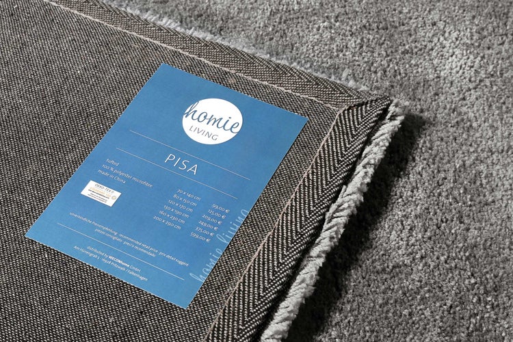 Teppich Rund Grau Hochflor Pisa Homie Living 120 cm rund