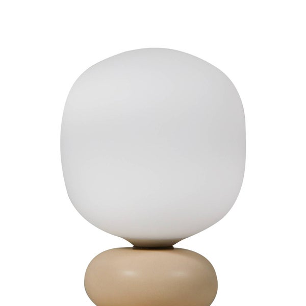 Tischleuchte mit rundem Lampenschirm und Sockel