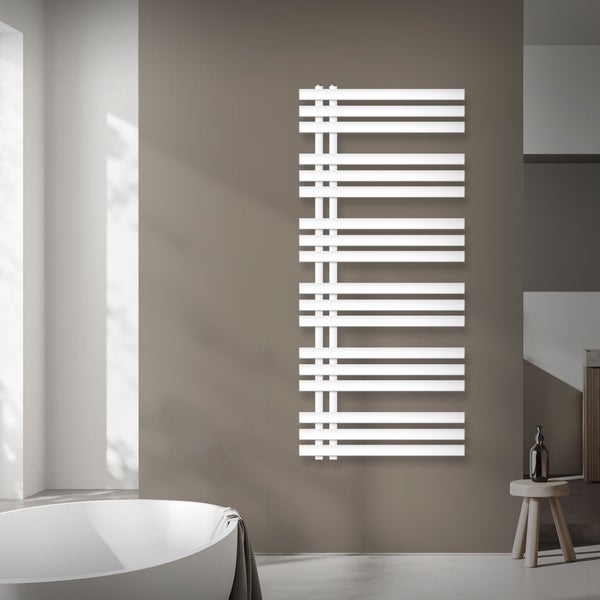 ECD Germany Iron EM Design Badheizkörper Elektrisch mit Heizstab 1200 W - 600 x 1400 mm - Weiß - Designheizkörper Paneelheizkörper Heizkörper Handtuchwärmer Handtuchtrockner