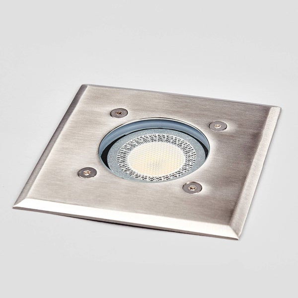 Lindby Bodeneinbaustrahler Insa (wasserdicht (Modern) in Alu aus Edelstahl (1 flammig, GU10) - Bodeneinbauleuchte außen