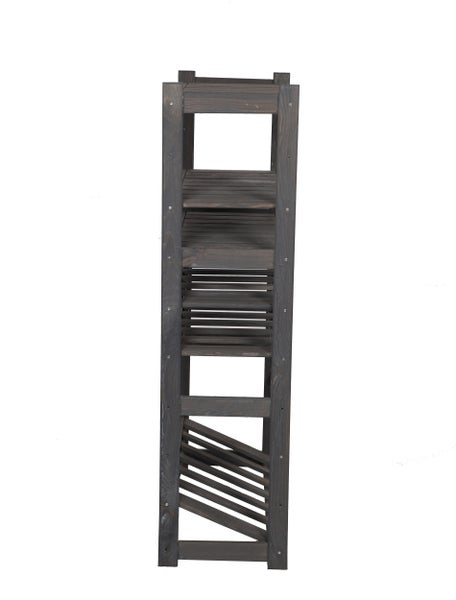 PROREGAL Getränkekisten- & Weinregal SPREEWALD HxBxT 124x70x33cm 12 Flaschen auf 2 Ebenen + 1 Ebene für Kisten + 3 Ablagen Massives Kiefernholz Grau geölt