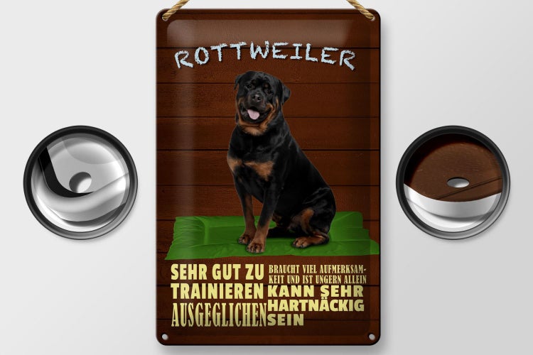 Blechschild Spruch 20x30cm Rottweiler Hund ungern allein