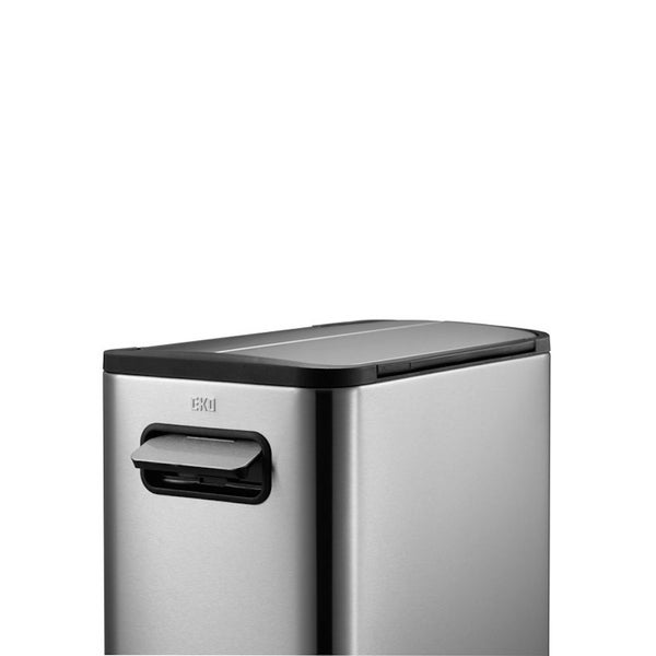 PROREGAL Modern Designter Treteimer Zur Abfallscheidung Aus Gebürstetem Edelstahl 30 Liter HxBxT 64,6 x 25,5 x 44,8 cm Edelstahl