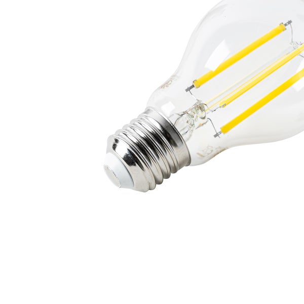 Maßzeichnung einer Glühbirne mit einem Durchmesser von 6 Zentimetern und einer Höhe von 10,5 Zentimetern.