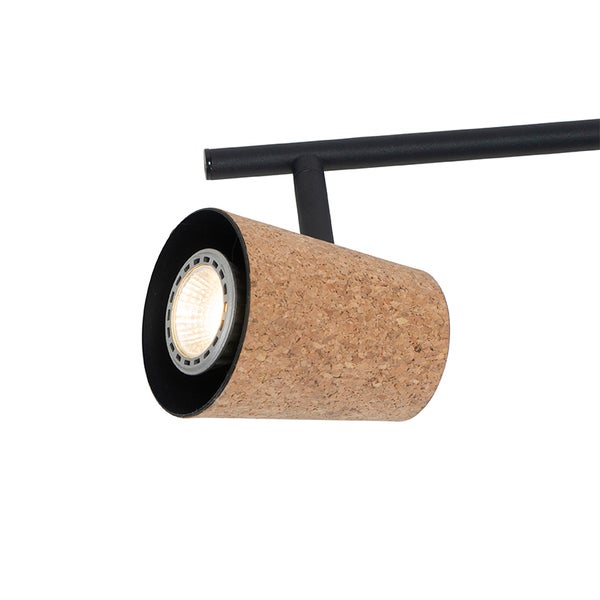 Spotleuchte mit Korkschirm und schwarzer Halterung