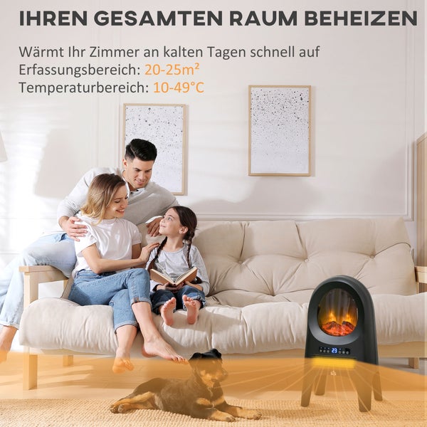 HOMCOM Heizlüfter, 33,7x25,5 x60,4cm, ABS, Schwarz