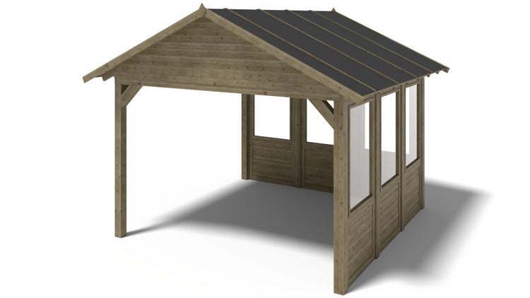 Gartenlaube Gartenpavillon 4,04x4,04m mit Paneelen - Imprägniert