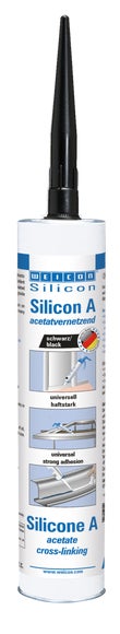 WEICON Silicon A | acetatvernetzender und fungizid eingestellter Dichtstoff | 310 ml | schwarz