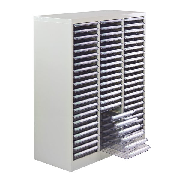 PROREGAL Schubladencontainer Kobra mit 63 Schubladen HxBxT 88 x 80 x 35 cm Lichtgrau