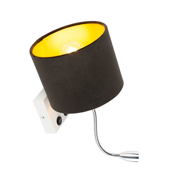 Schwenkbare Wandleuchte mit Lesearm und Textilschirm