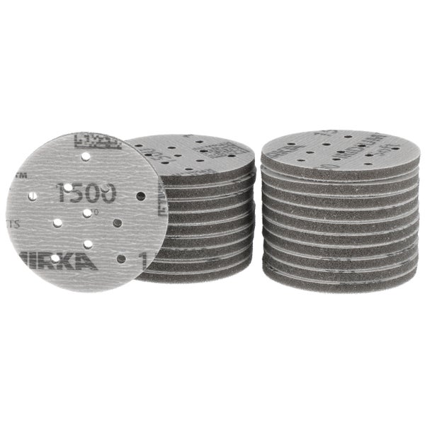 Mirka Iridium Soft Schleifscheiben Ø 77 mm / Korn P1500 / Klett Multifit / 20 Stück / schaumbasiertes Schleifmittel für präzises Trockenschleifen, Klarlackschliff, Finish