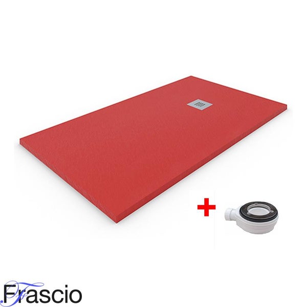 Duschwanne 100X120 cm Vulcano Line Slim Farbe Rot Ral 3020 Aus Kunstharz und Marmorpulver Mit freiem Abfluss - FRASCIO