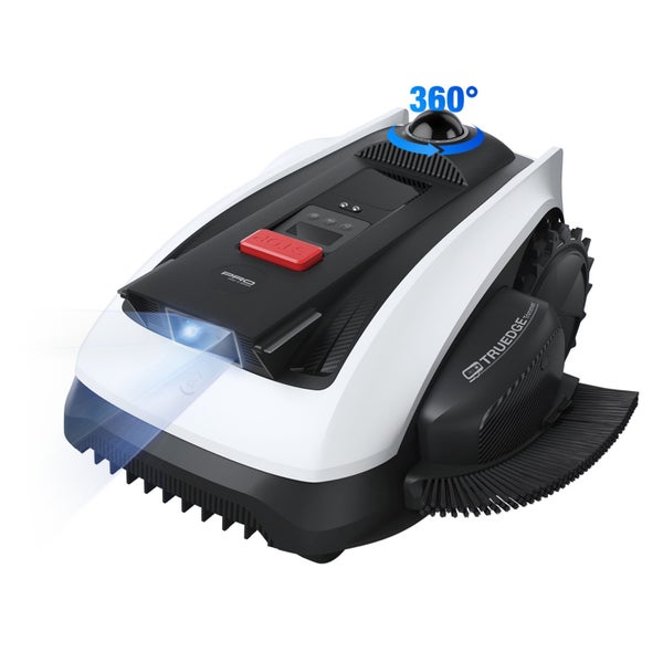 Mähroboter mit 360 Grad Sensor, Kantenschneidefunktion und Frontlicht.
