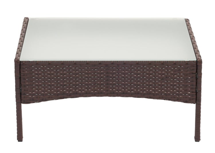 Gartentisch aus Rattan mit Glasplatte
