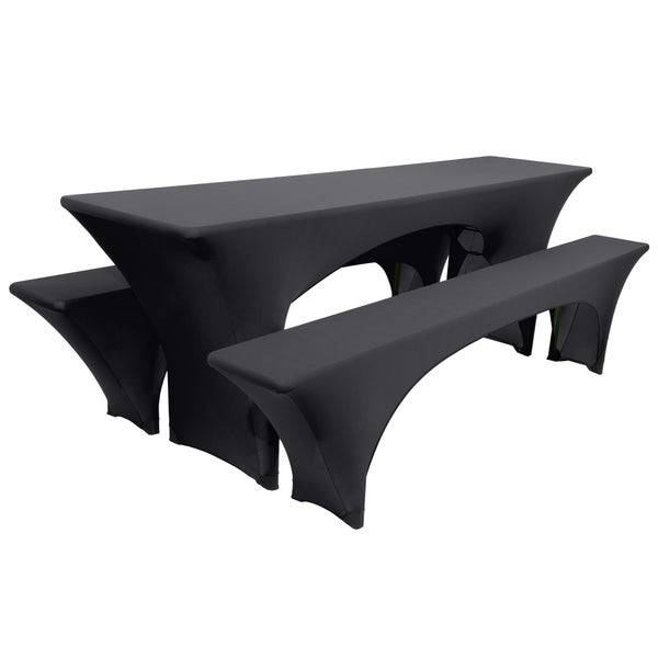 Beautissu Victoria Biertischhusse 70cm Stretch Schwarz (3tlg)